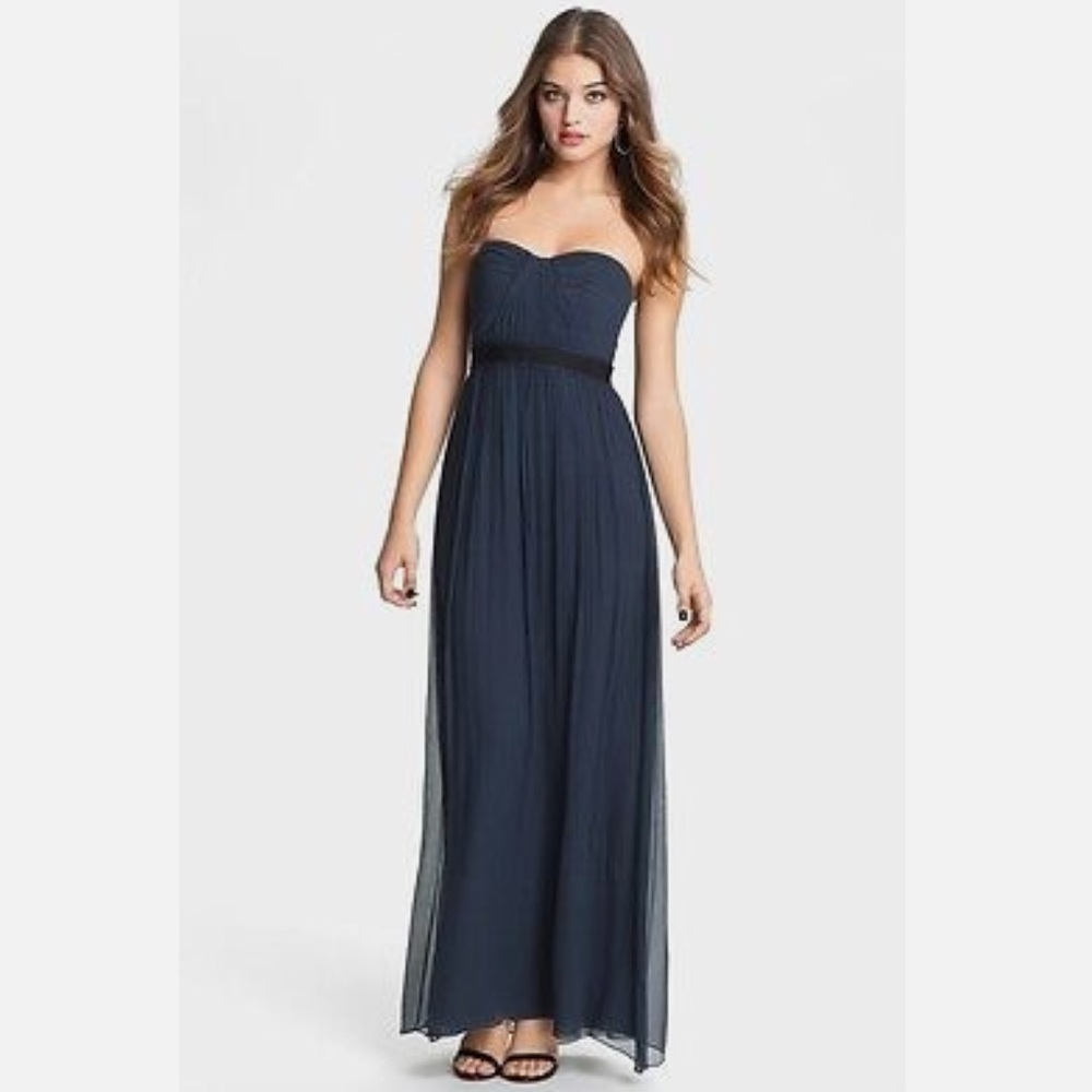 BCBGMaxAzria Amber Strapless Evening Gown in Dark Ink